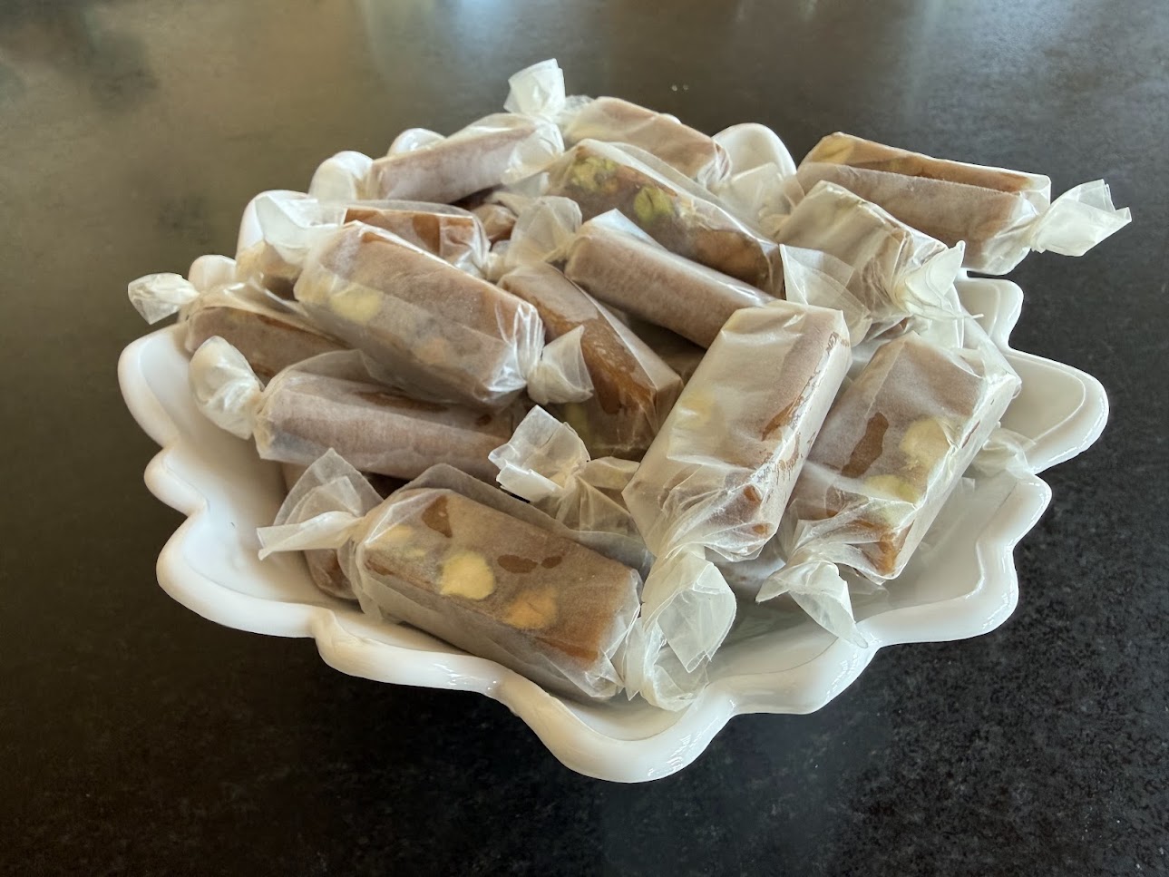 Caramels cut and wrapped